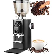 Commercial Coffee Grinder with 64mm Flat Burrs, 350W Electric Motor, 9 Precise Settings, and LED Display for Home and Caf  Use