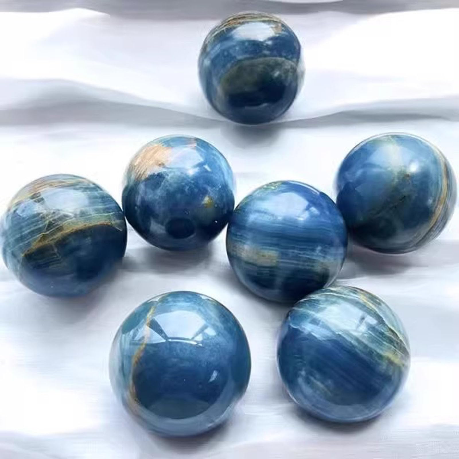 Sfera di Cristallo di Agata Blu, Sfere di Cristallo per Meditazione, Stregoneria e Sfere Decorative, Cristalli e Pietre curative, Regalo per Principianti, Ornamenti da scrivania,50~60mm
