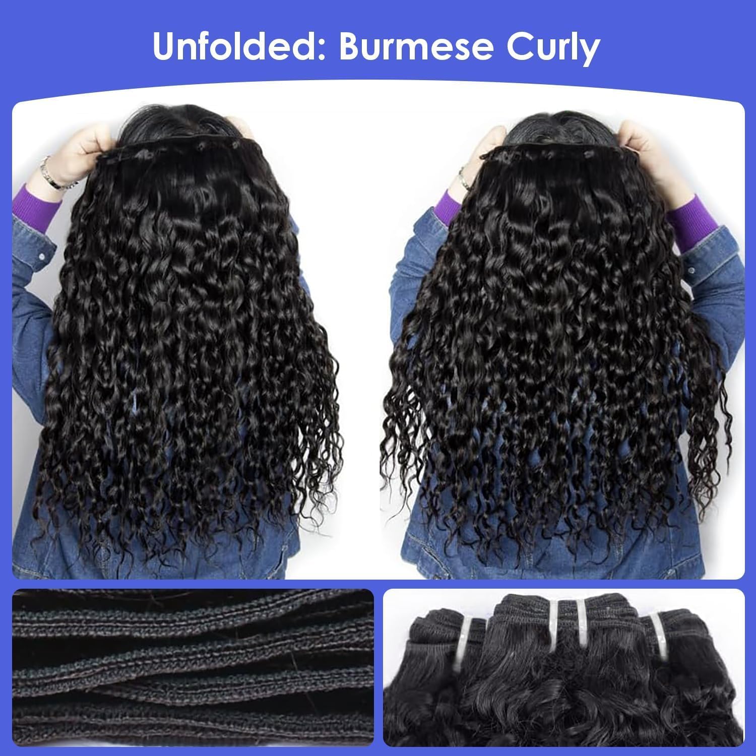 Burmese Curly Bundles Human Hair 16 18 20 Inch Water Wave 3 Bundles 3C4A Water Wave Human Hair Wet and Wavy 100% Unprocessed Brazilian Virgin Quick Weave for Women Natural Black