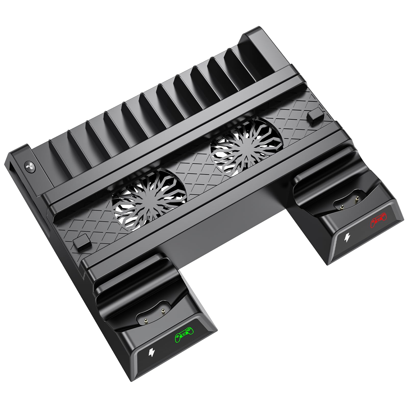 ASUNCELL Support Vertical PS4 avec Ventilateur et Station de Charge pour Playstation 4/Pro/Slim - Refroidisseur et Contrôleur avec 12 Jeux de Rangement