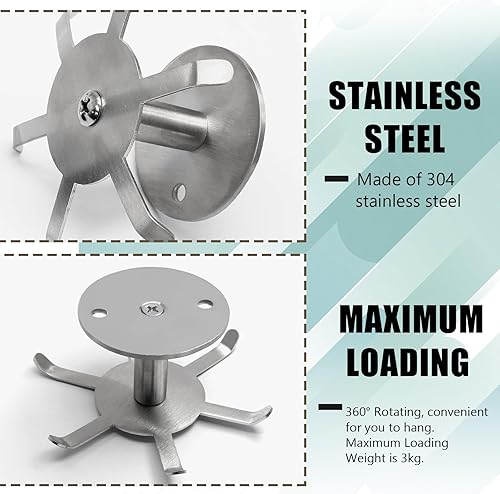 Miniatura 3 de Zorfeter Ganchos para utensilios de cocina para debajo del gabinete, estantes de utensilios de acero inoxidable con rotación de 360, sin