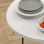 HOMCOM 29" Table ronde pour 2-4 personnes, Table de cuisine contemporaine moderne avec pieds en acier, Blanc