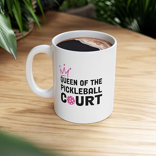 Miniatura 9 de Regalos personalizados de la reina del pickleball para mujeres, taza de cerámica para amantes del pickleball de 11 onzas, color blanco, 11 onzas