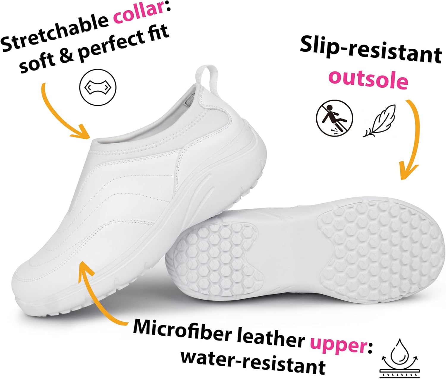 Hawkwell Women's Slip On Lightweight Nursing Shoes Slip Resistant Comfortable Medical Work Shoes