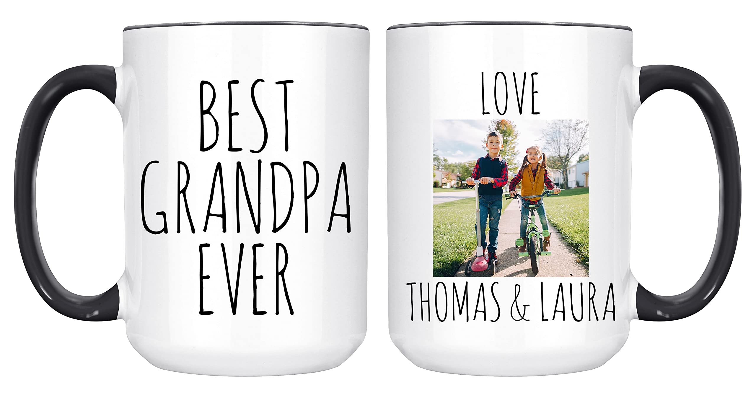 Personalized Best Grandpa Ever Mug, Photo Cup For Grandfather, Custom Mug With Grandkids Names, Father's Day Gift