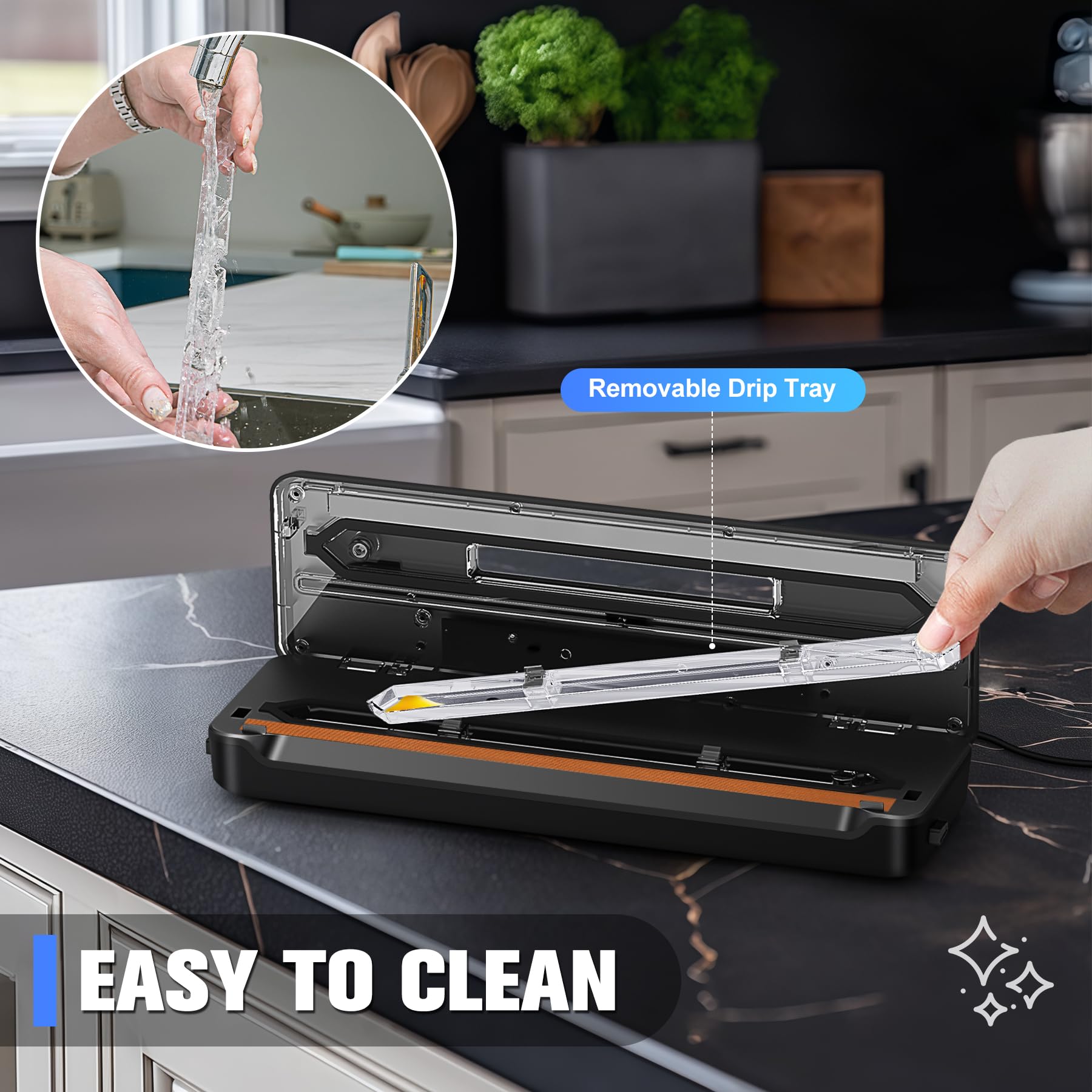 LanBlu Macchina Sottovuoto Alimenti con Doppia Sigillatura a Caldo, 7 in 1 Macchina Sottovuoto Professionale Fino a 8 Volte Più Freschi, 80KPA Sigillatrice Sottovuoto per Alimenti Secchi che Umidi