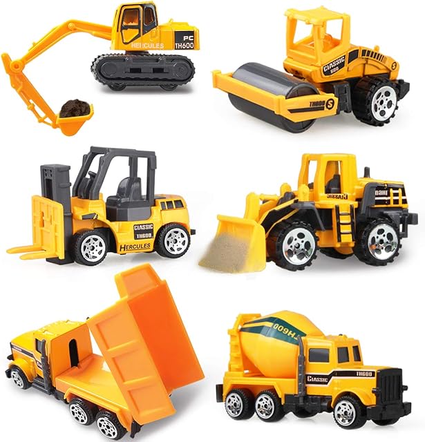 Coolplay Mini Construction Vehicles Kids Little Truck Cars Toy Pack Roller Bulldozers Forklift Excavator Asphalt Car Dump Set for Kids