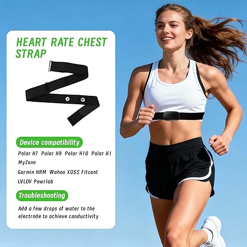 Miniatura 4 de Correa de pecho de repuesto para monitor de frecuencia cardíaca para Polar H10 H9 H7 H1, correas suaves impermeables ajustables compatibles