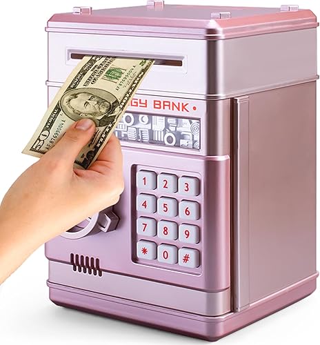 LittleStar - Alcancía electrónica para niños y niñas, mini cajero automático electrónico para niños y bebés, caja de ahorro de dinero con
