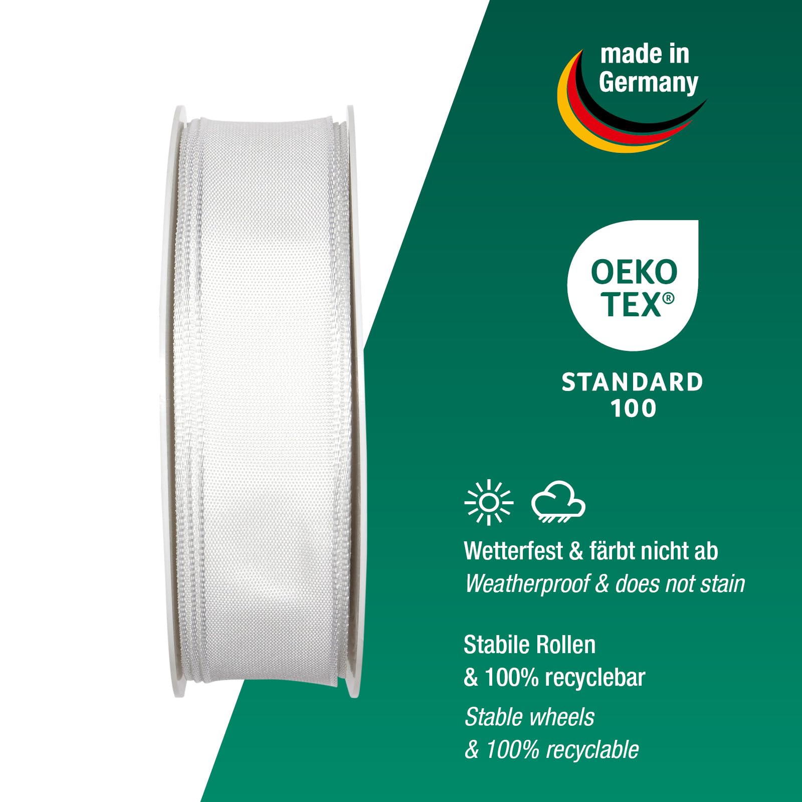 Halbach Seidenbänder Premium cadeaulint met draadrand, breedte 40 mm, lengte 25 m, Öko-Tex 100 gecertificeerd lint, taftlint, made in Germany, kleur: lichtgeel