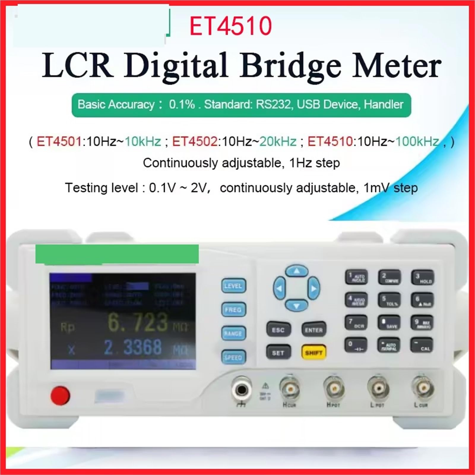 Medidor LCR profesional ET4510, comprobador digital de condensadores sobremesa, puente 10 Hz a 100 kHz, inspección