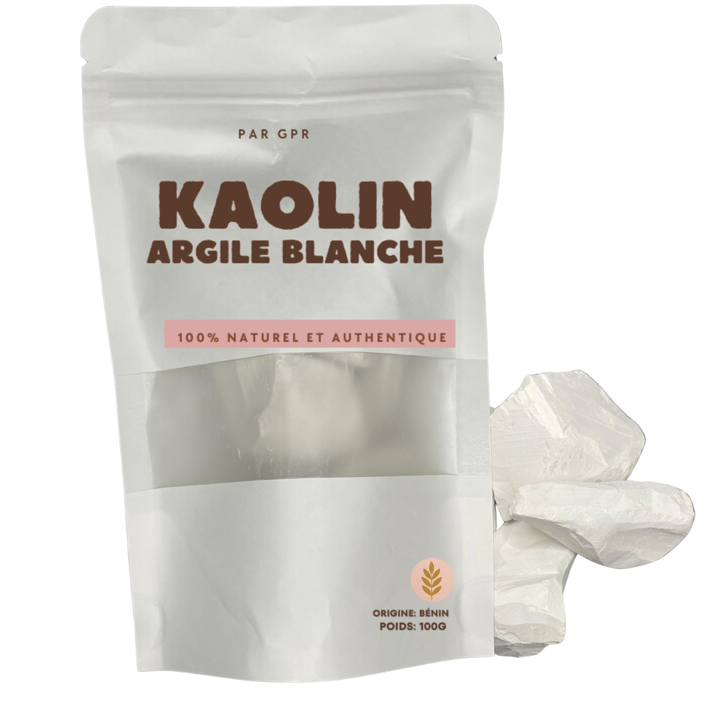 Kalaba Naturel 100% Pur – Kaolin du Bénin – 100 g – Argile Blanche Africaine – Terre Naturelle - Veloutée et Ferme -Texture Satisfaisante - ASMR