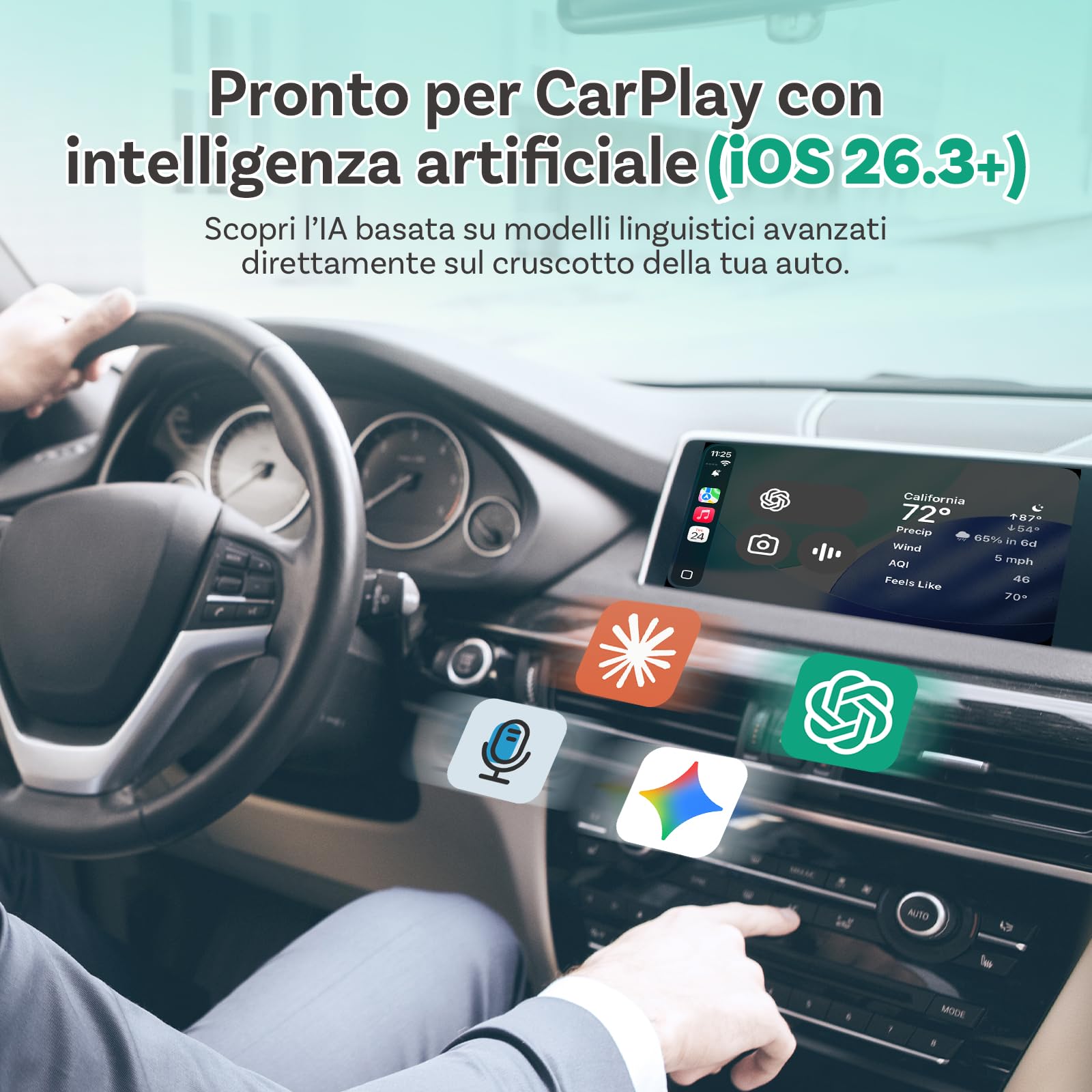 OTTOCAST Nuovo 2025 Mini Flow – Adattatore CarPlay wireless & Android Auto, Dongle 2-in-1, Plug & Play, Ultra Compatto, Compatibile con iPhone & Android, Per auto dal 2016 (Non per BMW/Tesla)
