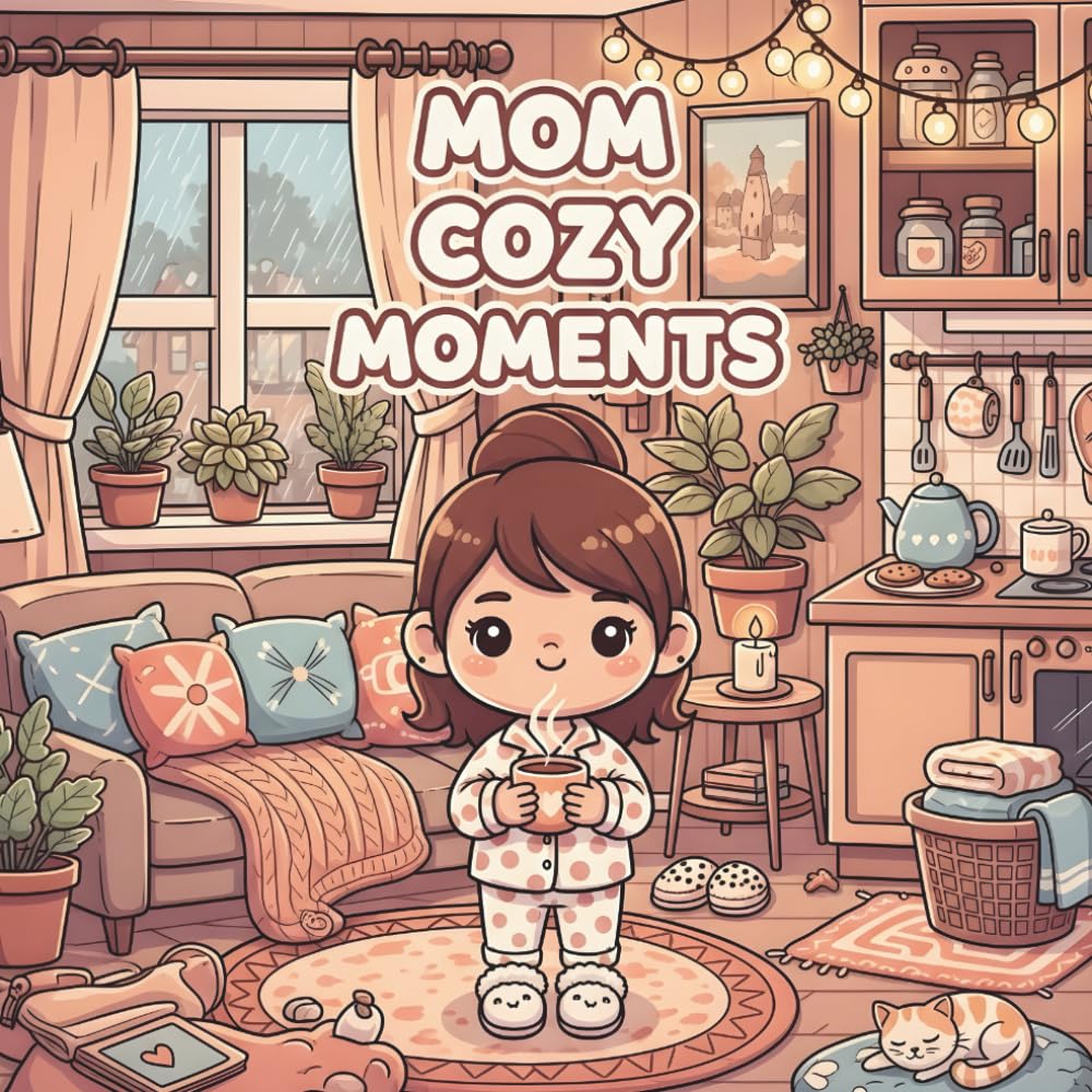 Mom Cozy Moments 40 unique illustrations offer the warmth of cozy, familiar daily activities: Coloring Book for Adults and Teens Featuring Cute Cozy Daily Activities for Relaxation