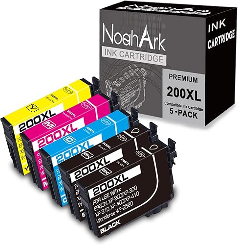 Paquete de 5 cartuchos de tinta remanufacturados 200XL de repuesto para Epson 200 XL T200XL uso para Expression Home XP-200 XP-300 XP-310 XP-400