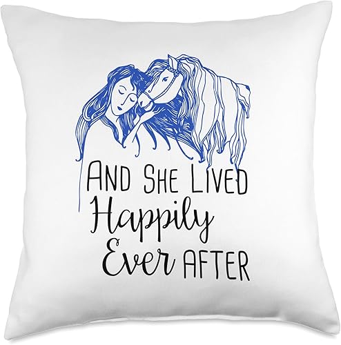 Horse Princess And She Lived Happily Ever After And She Lived Happily Ever After - Almohada de 18 x 18 pulgadas, multicolor