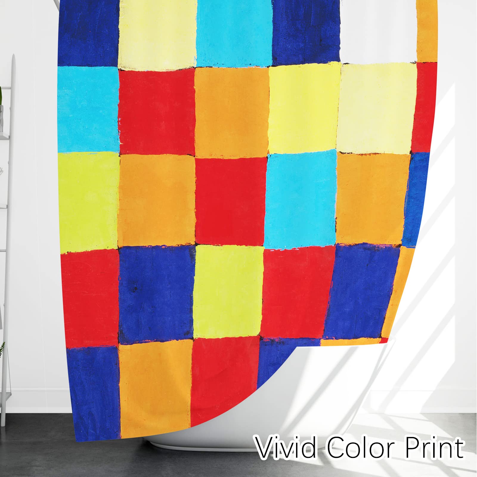 Berkin Arts Bathroom Shower Curtain Set 70x70 Inch Waterproof Polyester with Hooks Pop Art Vibrant Expressive Colours Vivid Colors (Color Chart by Paul Klee) - Image 4