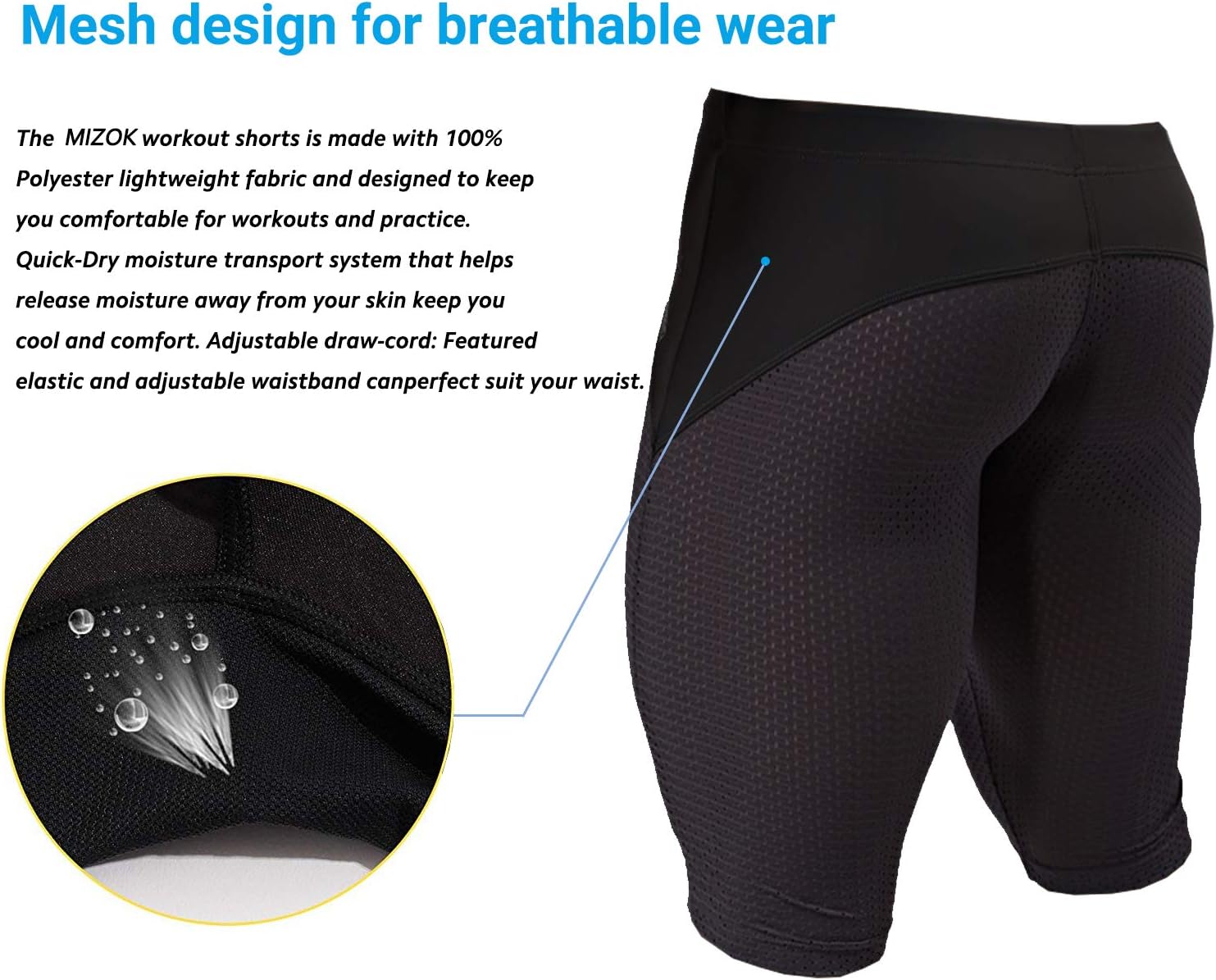 MIZOK Men's Yoga Capris Mesh Quick Dry Swimwear Workout Shorts - Image 5