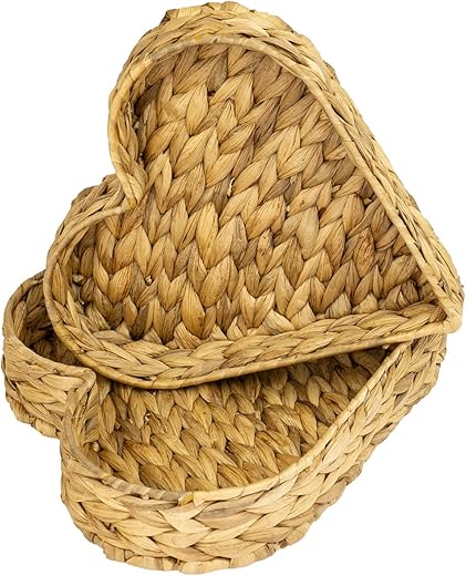 HMF Deko Tablett, Serviertablett geflochten aus Wasserhyazinthe | 2er Set | Eckig | 35/32 cm Breite