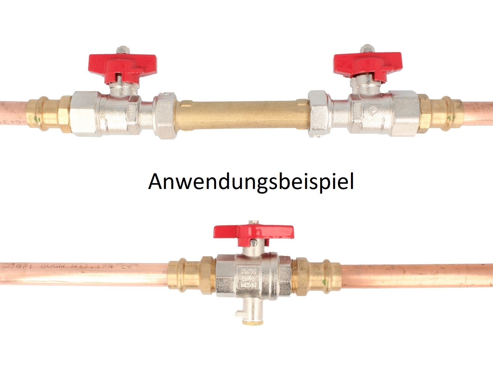 Einbausatz zu Wärmemengenzähler 1/2 Zoll x 110 mm - mit Kugelhähnen