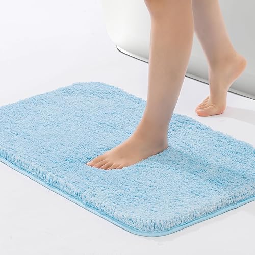 Miniatura 8 de ROSMARUS Alfombras de baño peludas antideslizantes de 24 x 36 pulgadas, tapete de baño absorbente de agua, tapete de ducha suave para suelo de baño