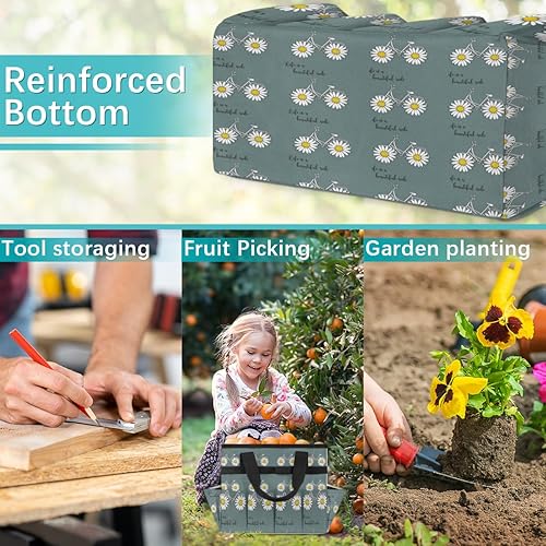 Miniatura 7 de Cute Daisy Bike Garden Tool Tote Bag for Women Men Gardening Tool Storage Bags with 10 Pockets Standable Garden Home Tool Kits Organizer for Indoor