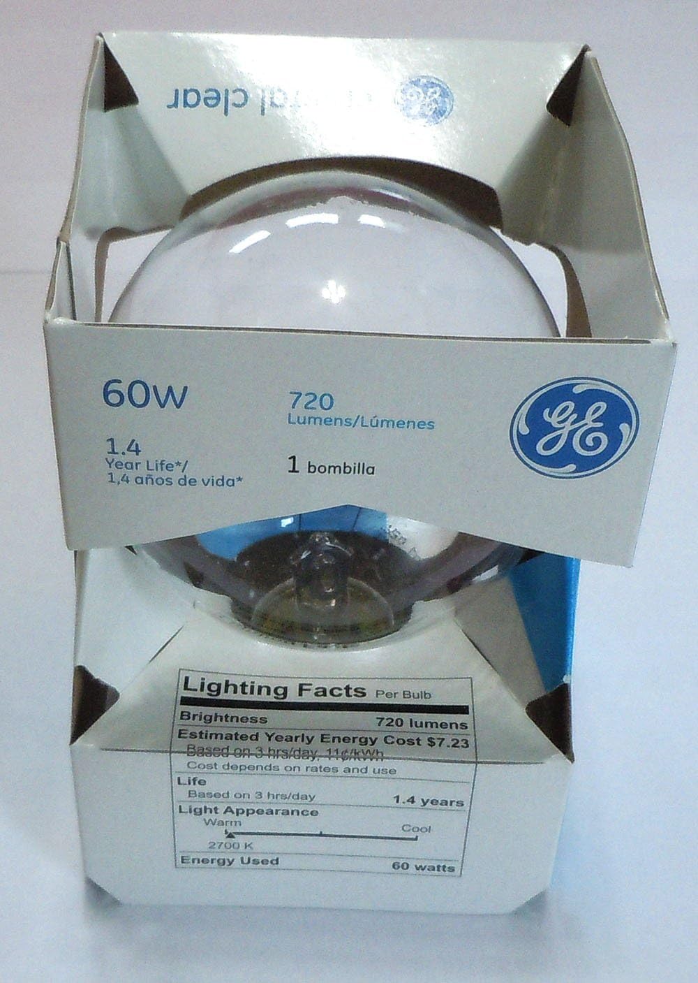 GE 64509 60 Watt, G25 Decorative Globe Light Bulb, Crystal Clear, Pack of 12