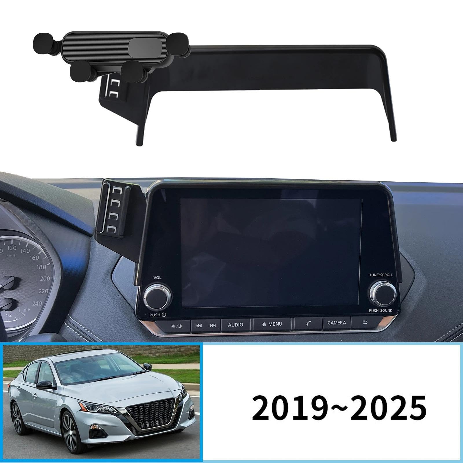Uchwyt Samochodowy na Telefon dla Nissan Altima L34 2019-2025 8-calowy uchwyt samochodowy na telefon komórkowy z ekranem, stała podstawa, stojak na nawigację GPS (ładowanie)