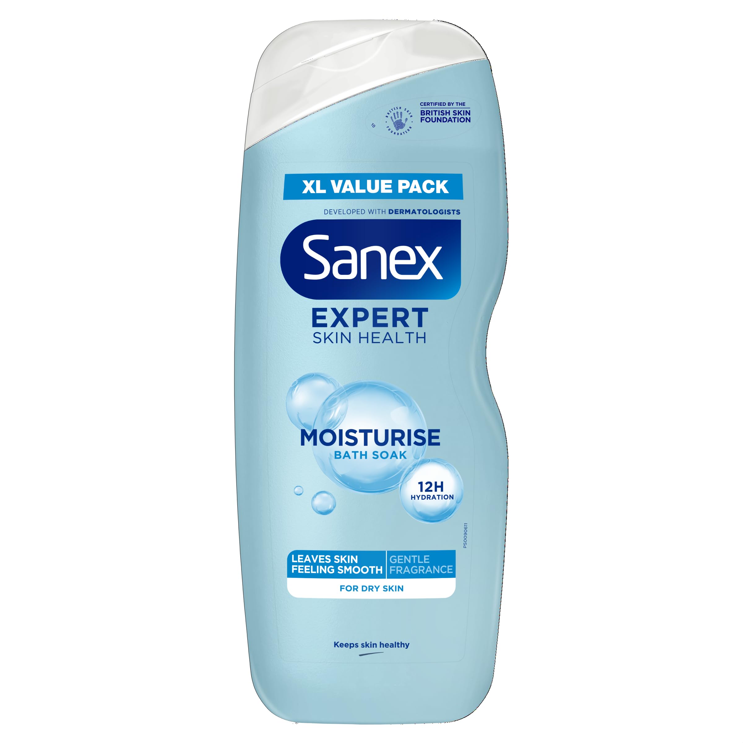 Sanex Expert Skin Health Moisturising Bath Soak 570ml - bath soak men and women - bath foam - advanced prebiotic formula - smooth and hydrated feeling skin - supports good skin bacteria