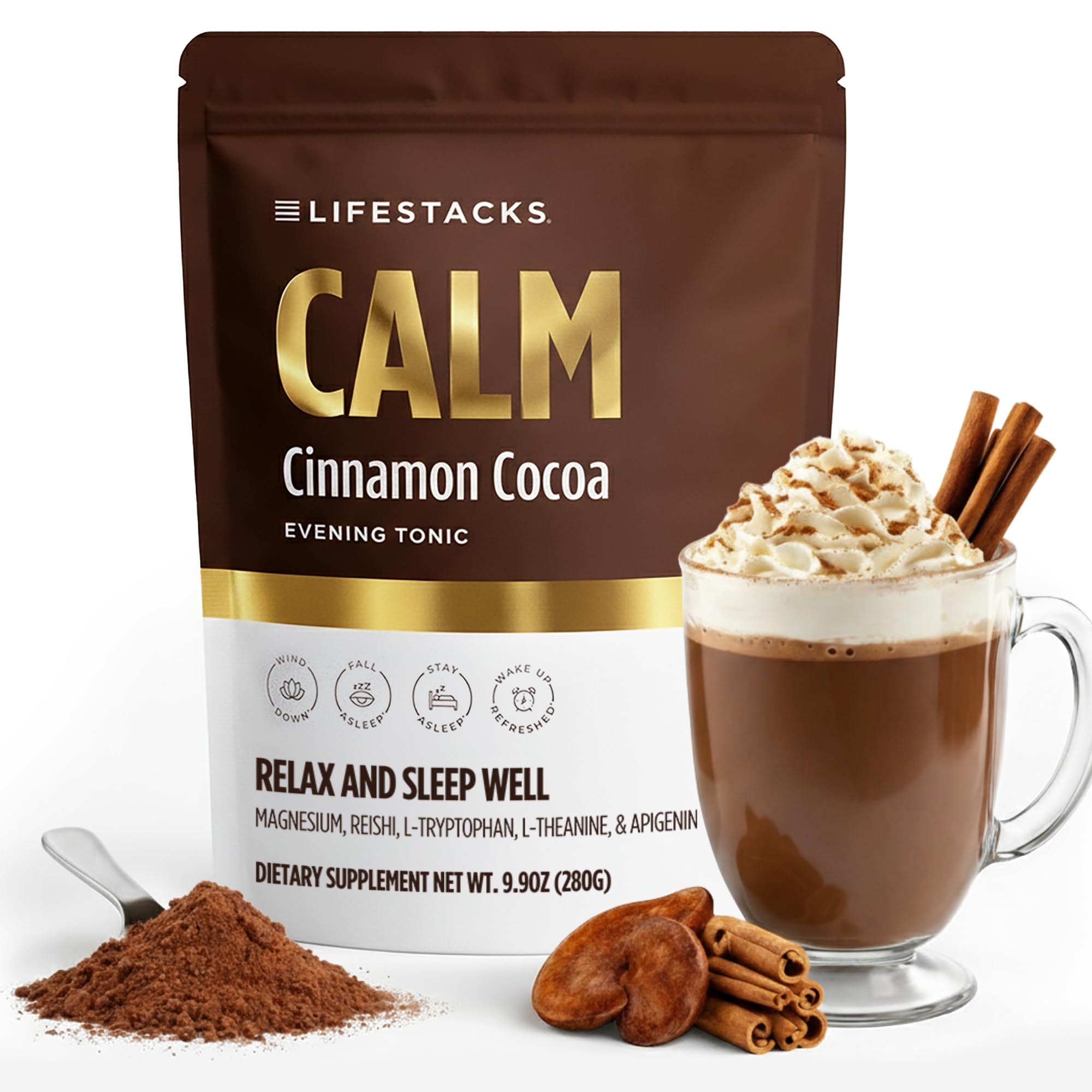 Calm Magnesium Hot Cocoa Sleep Aid, Melatonin-Free, 20 Servings