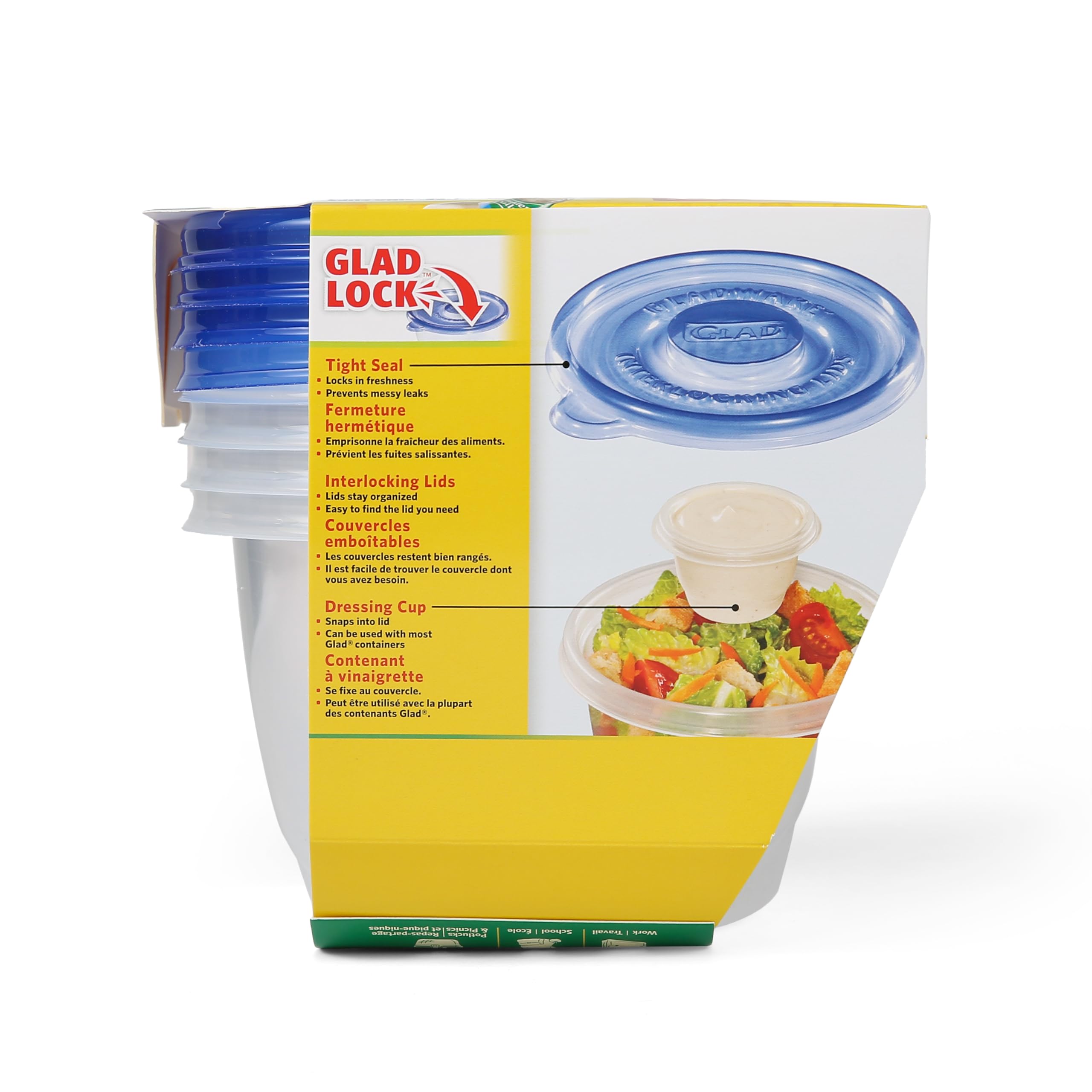 Glad Ware To Go Lot de 4 boîtes de conservation pour déjeuner rondes moyennes pouvant contenir 946 ml de nourriture, lot de 6