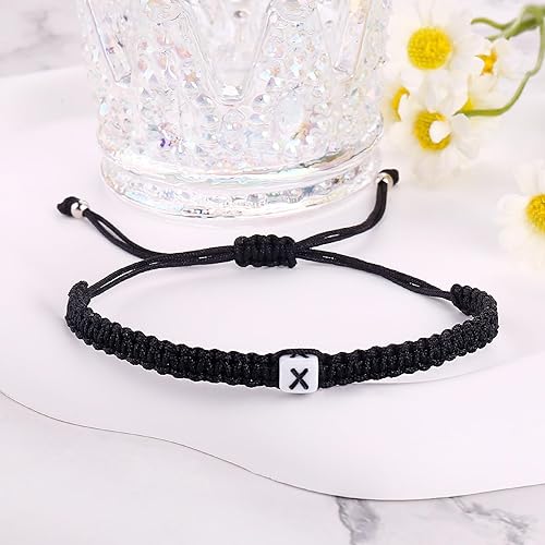 Miniatura 122 de Initial Bracelets for Couples Women Men Initial Charm Handmade Rope Braided Letter Bracelet for Teens Adjustable Jewelry Father's Day Gifts for Him