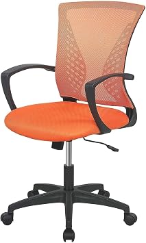 Meet Perfect Orange Modern Ergonomic Mesh Office Chair with Lumbar Support and Armrest, Swivel Wheels, 250lb Capacity