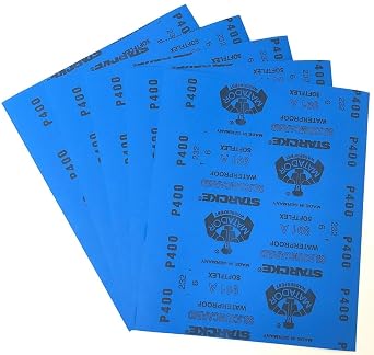 Matador Waterproof Sandpaper Abrasive Wet or Dry Sandpapers 50 Sheets 400 Grit 9" x 11" Silicon Carbide Made in Germany
