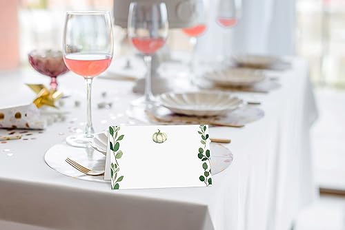 Miniatura 6 de Tarjetas de lugar para fiesta de calabaza blanca, tarjetas editables con nombre, tarjetas de lugar de asiento para mesas, tarjetas estilo tienda de