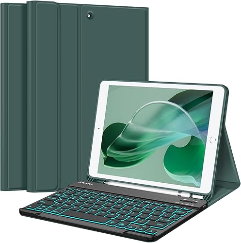 Miniatura 13 de FINTIE - Funda con teclado para iPad de 9ª/8ª/7ª generación (2021/2020/2019) de 10.2 pulgadas, funda trasera de TPU suave con soporte y portalápiz