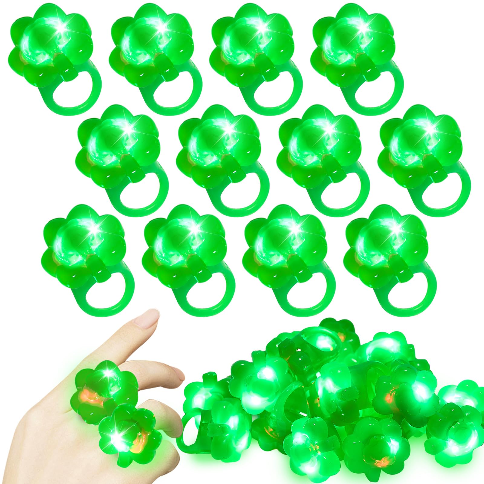 Bague lumineuse à LED trèfle vert Saint-Patrick bijou clignotant fluo - 8
