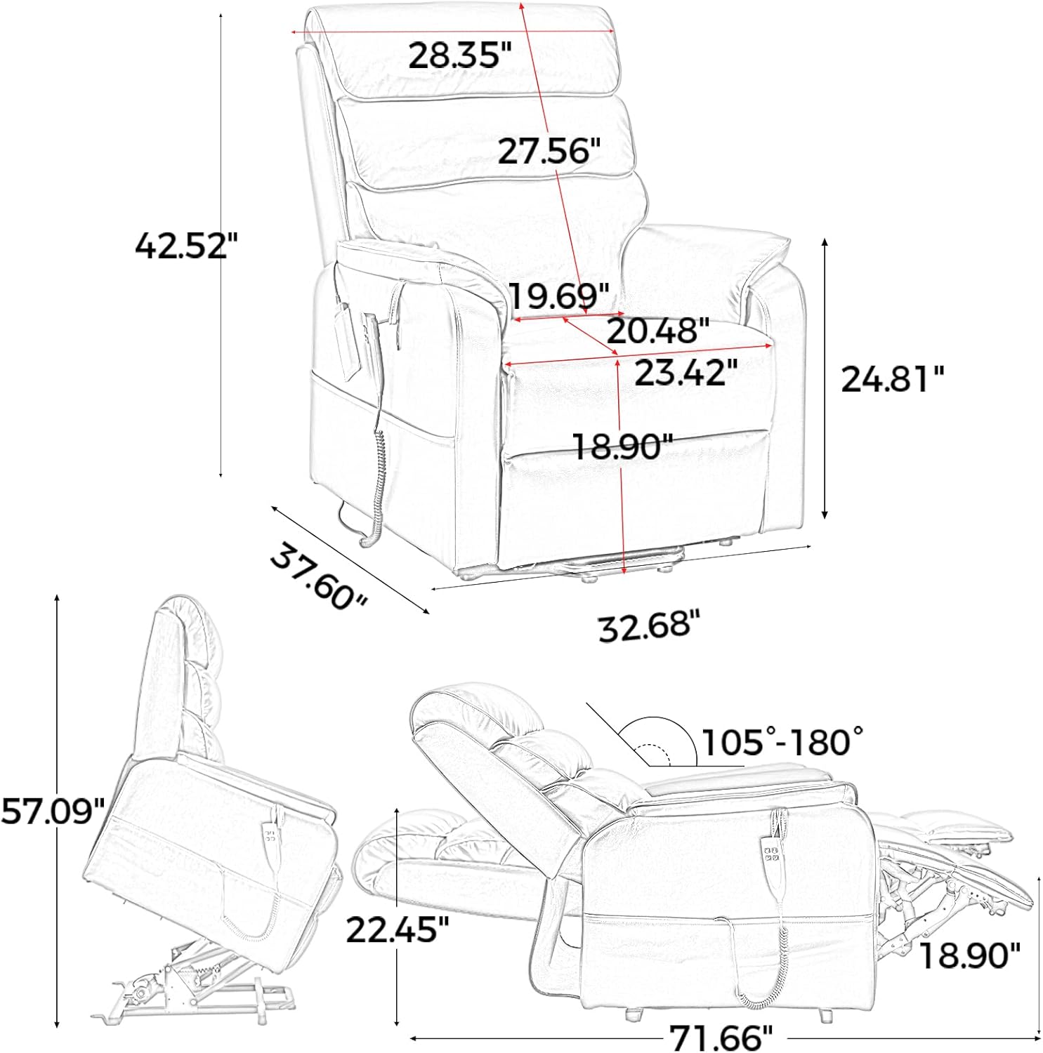 Buy ASIMIL Power Lift Recliners for Elderly with Heat and Massage
