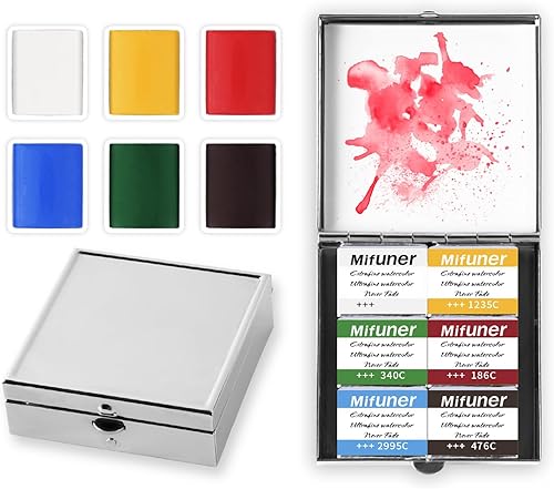 Miniatura 14 de Caja de estuche de acuarela portátil de mini lata de 12 pozos vacía con bandeja de mezcla de pintura es un pequeño kit de almacenamiento para viajes