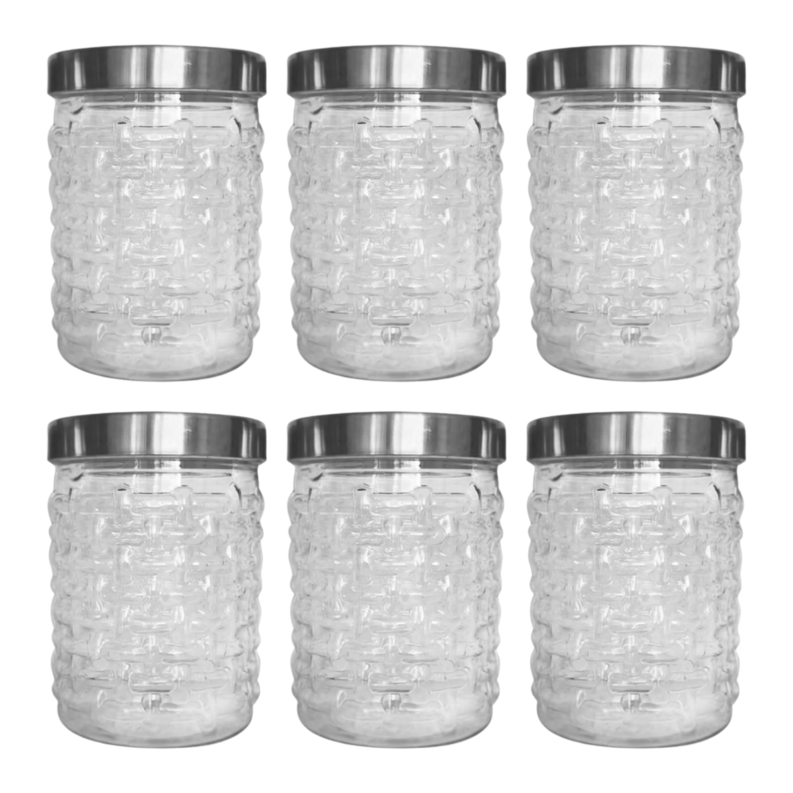 QUANTA Plastic Jar with Silver Lid – Clear Airtight Reusable Storage Container for Kitchen, Crafts, Classroom, Pantry, Juice, Snacks & School Organisation (6, Transparent, 500ml)