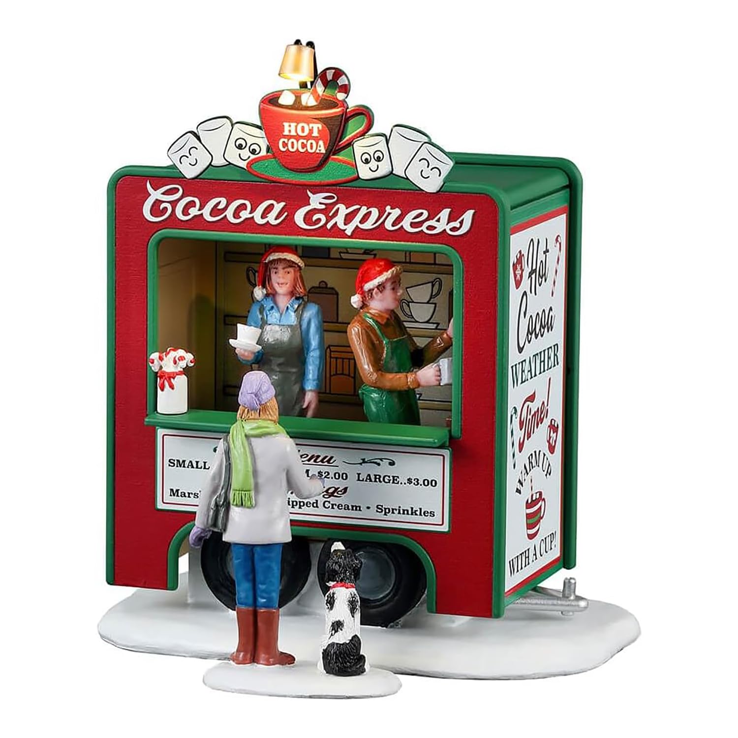 LEMAX Lot de 2 Figurines Lumineuses « Cocoa Express » en résine, Brun, Transparent, 11,7 x 11,7 x 12,8 cm