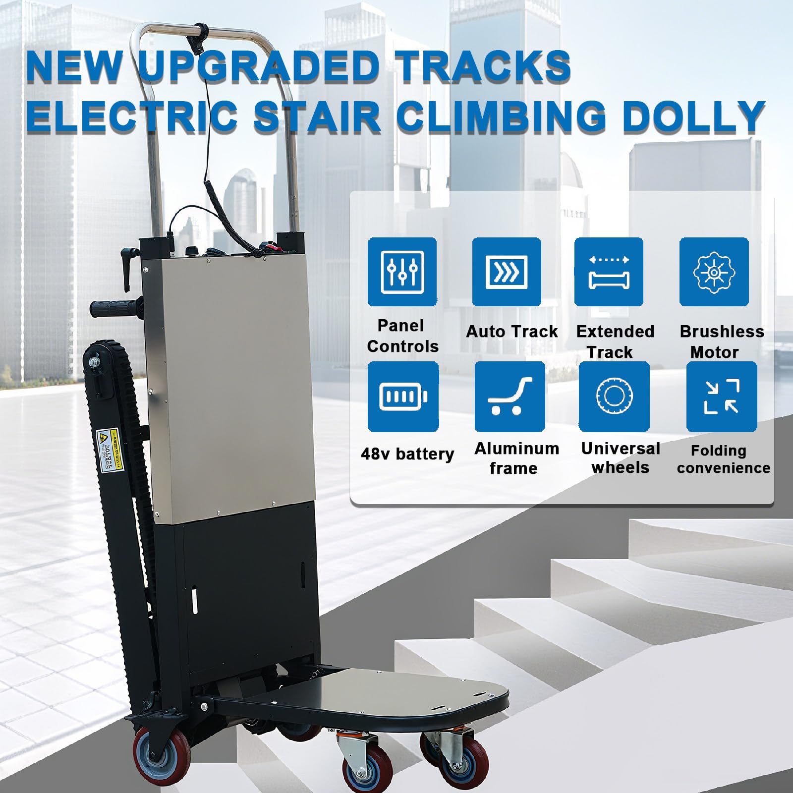 Carrello Elettrico Scale Aggiornato 500 W/850 W Carrello Scale Impieghi Gravosi 496/661 Libbre-con Batteria Rimovibile,Cingoli in Gomma Antiscivolo E Design Pieghevole 500w(2batteries)