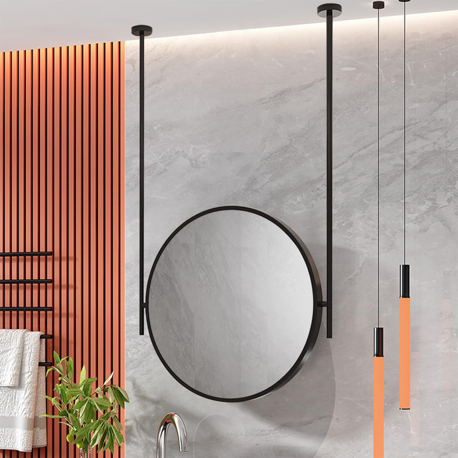 Miroir de plafond rond noir de 50 cm decoration murale salon et entree