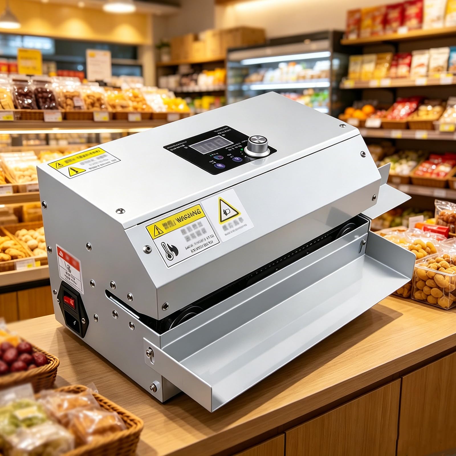 YXYLJOZ 300W Automatic Bag Sealer, Commercial Heat Sealer Machine, Variable Temp & Speed, Sturdy Metal Body for Household & Commercial Sealing