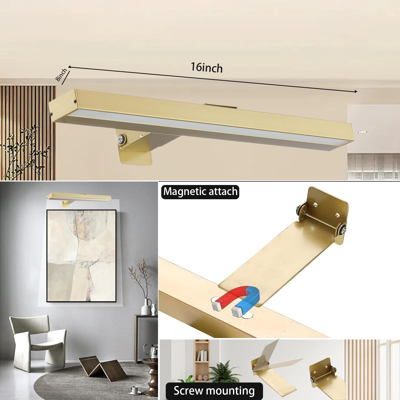 VIGMOJ 2Pack Wireless Picture Light, Dimmable Painting Light with Remote Control - Image 4