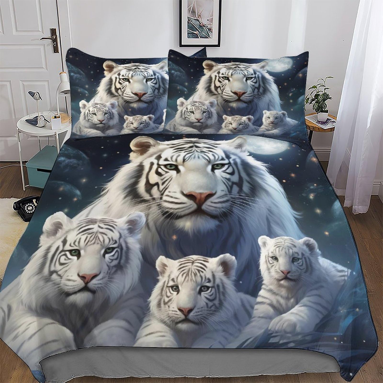Llxxhh Tiger-1 Tiger Duvet Cover 3 Piece Soft Microfiber Quilt Cover Bedding Sets With Pillowcases For Kids Adult Comforter Cover Double (200X200cm)