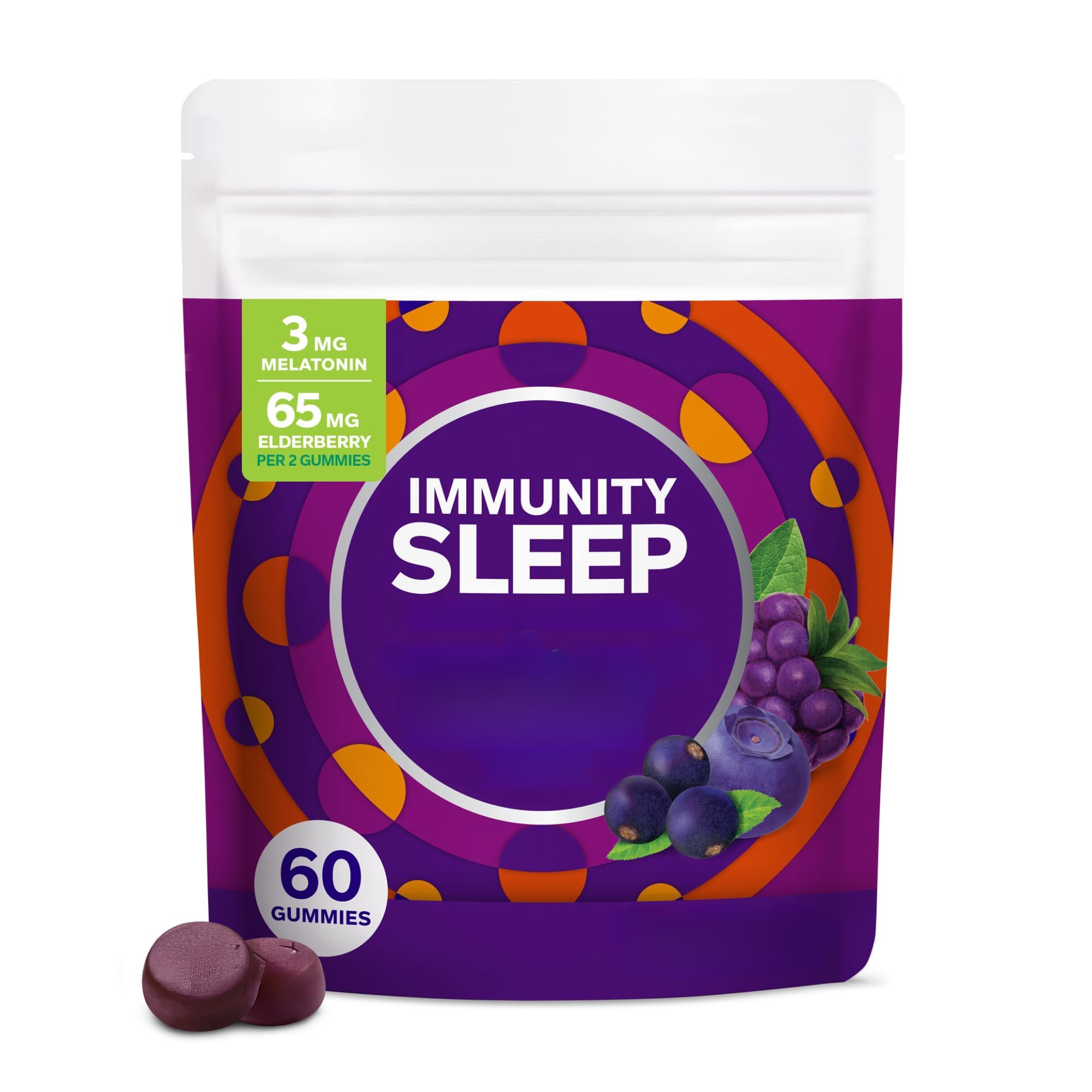 Sleep Gummy, immunitaire et aide au sommeil, transforme la bonne nuit en une baie de minuit moelleuse et moelleuse - 120 capsules (2 pièces)