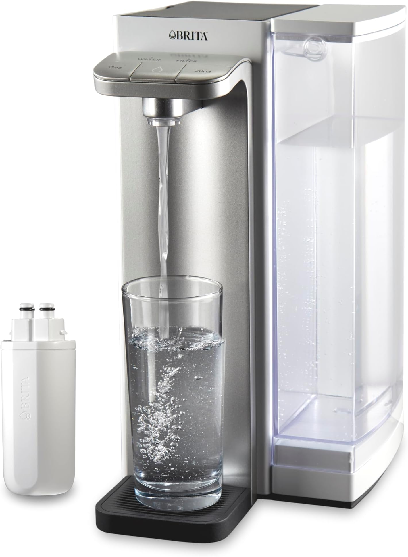 Hub Instant Powerful Countertop Water Filter System, 12 Cup Water Reservoir, Includes 6 Month Carbon Block Filter, White, 87340
