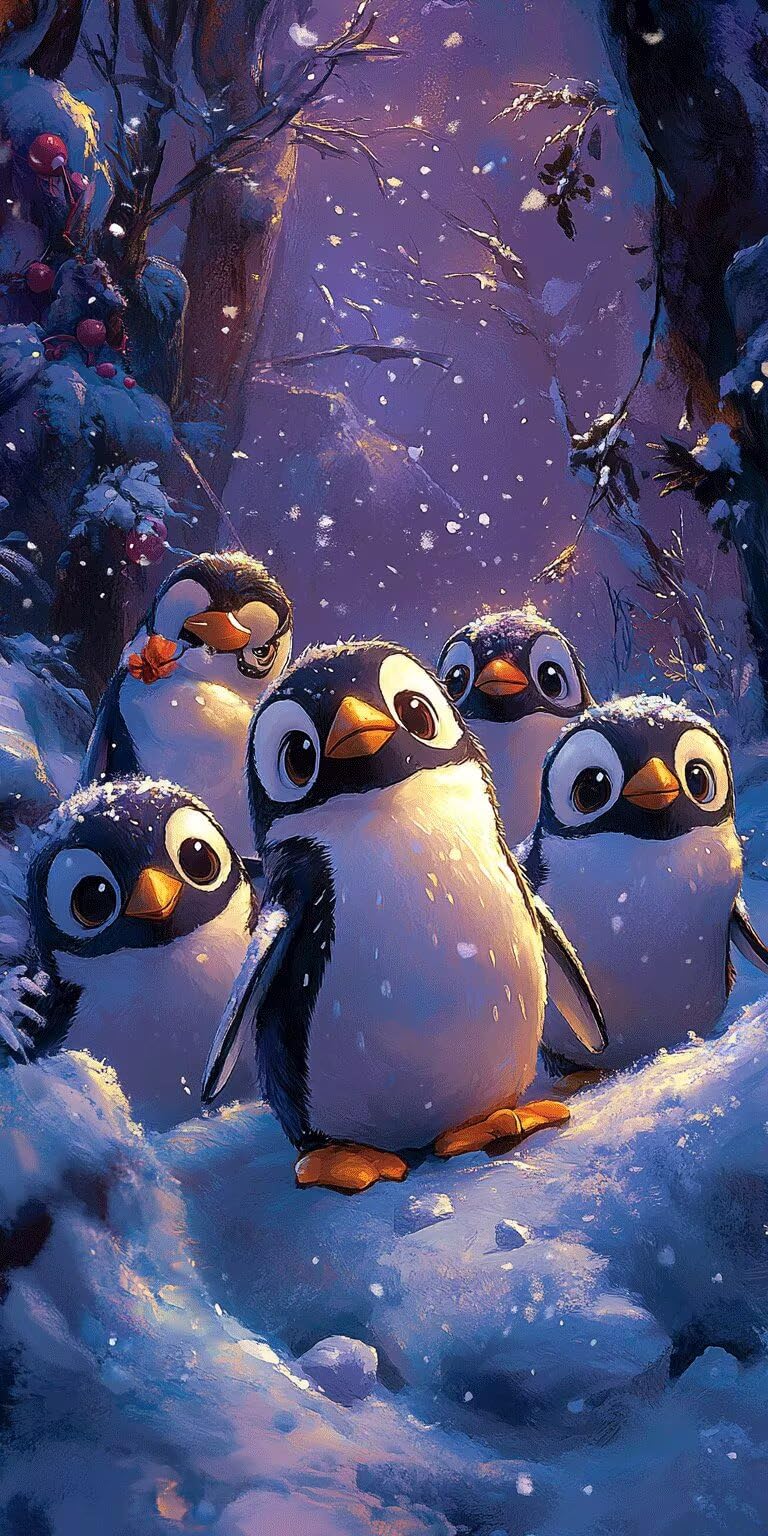 pinguini Dipingere con i Numeri 90x180cm Pittura Acrilica inverno, k-345