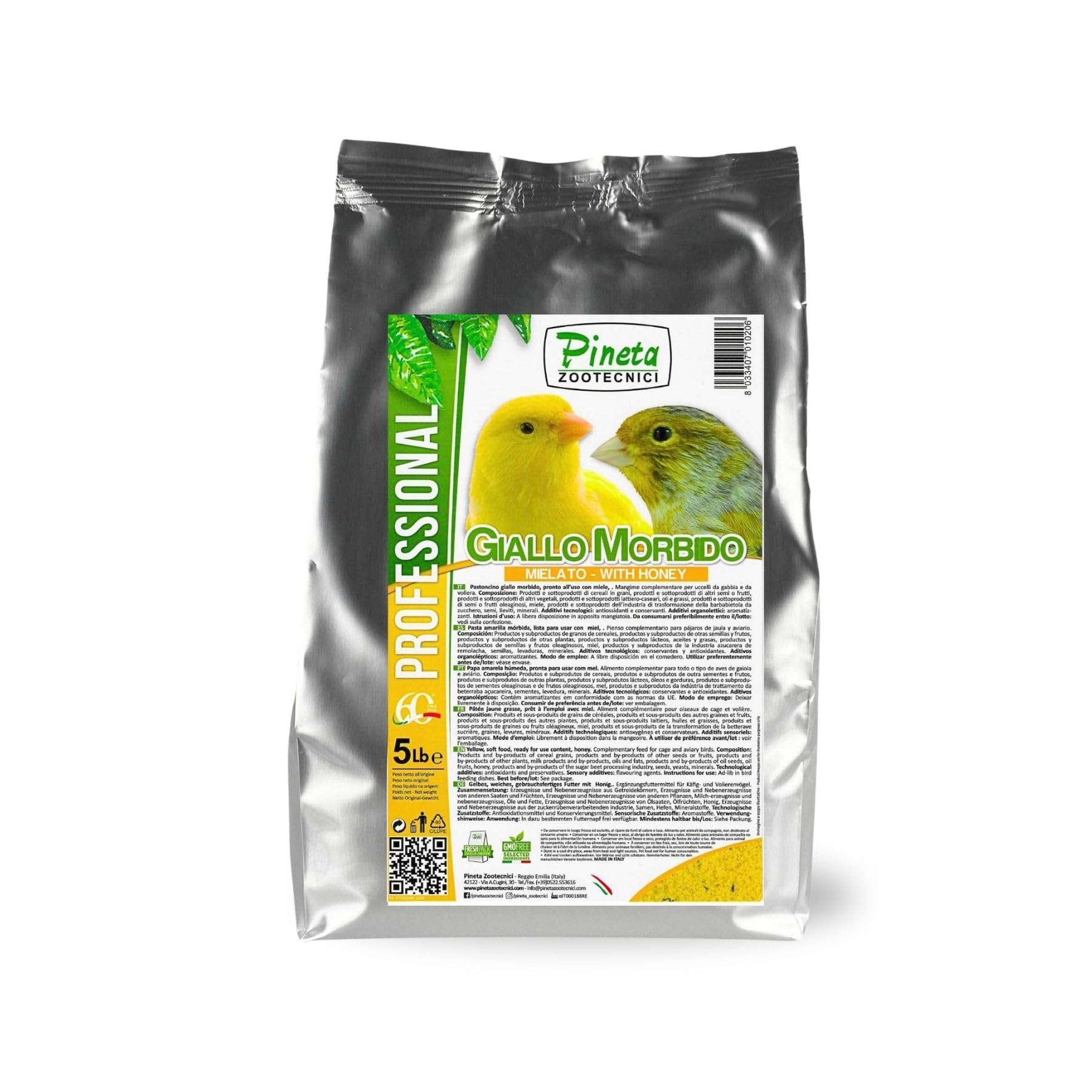 Giallo Morbido with Honey Rich in Fats, Minerals and Proteins, Bird Food, Canary Food, Pet Accessories, Bird Breeding, Bird Egg Food, Comida para Canarios, Birds Seed , Pet Bird Food, Parakeet (5lb)